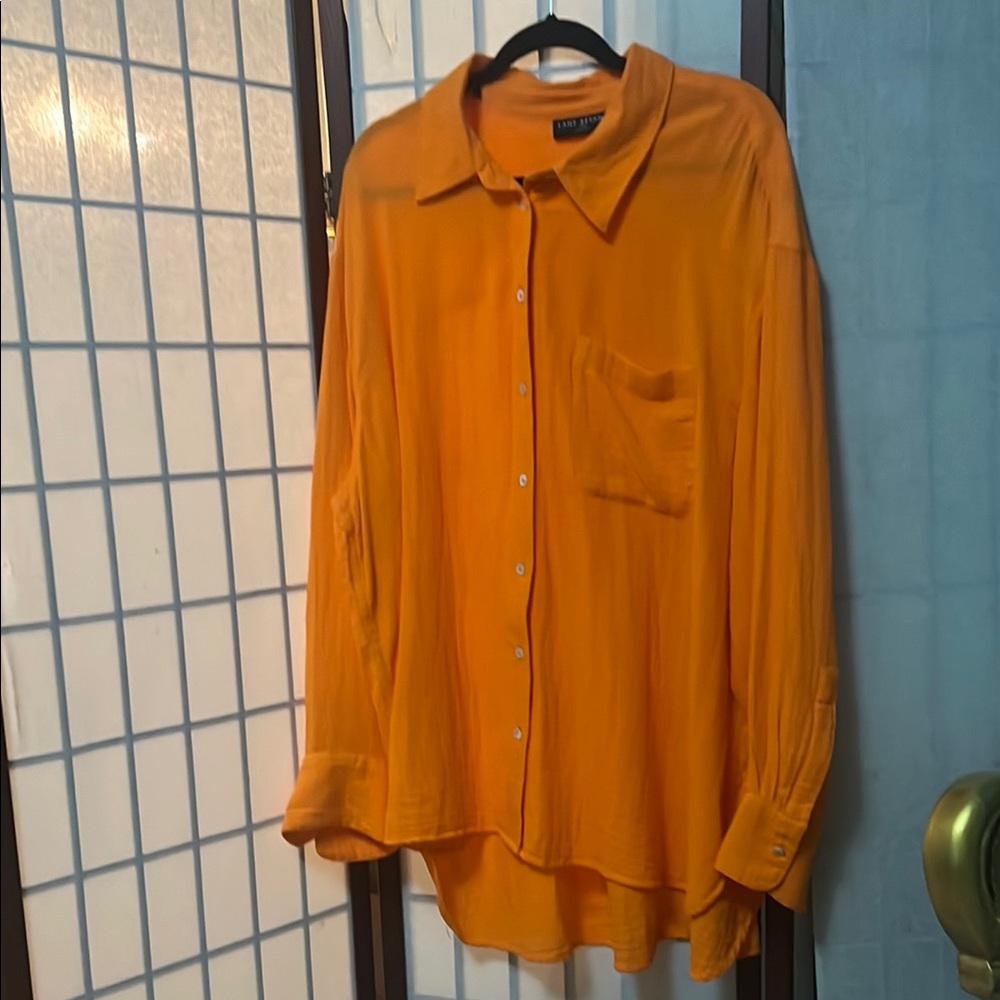 Lane Bryant Vibrant Orange Button Down Shirt Size 22/24